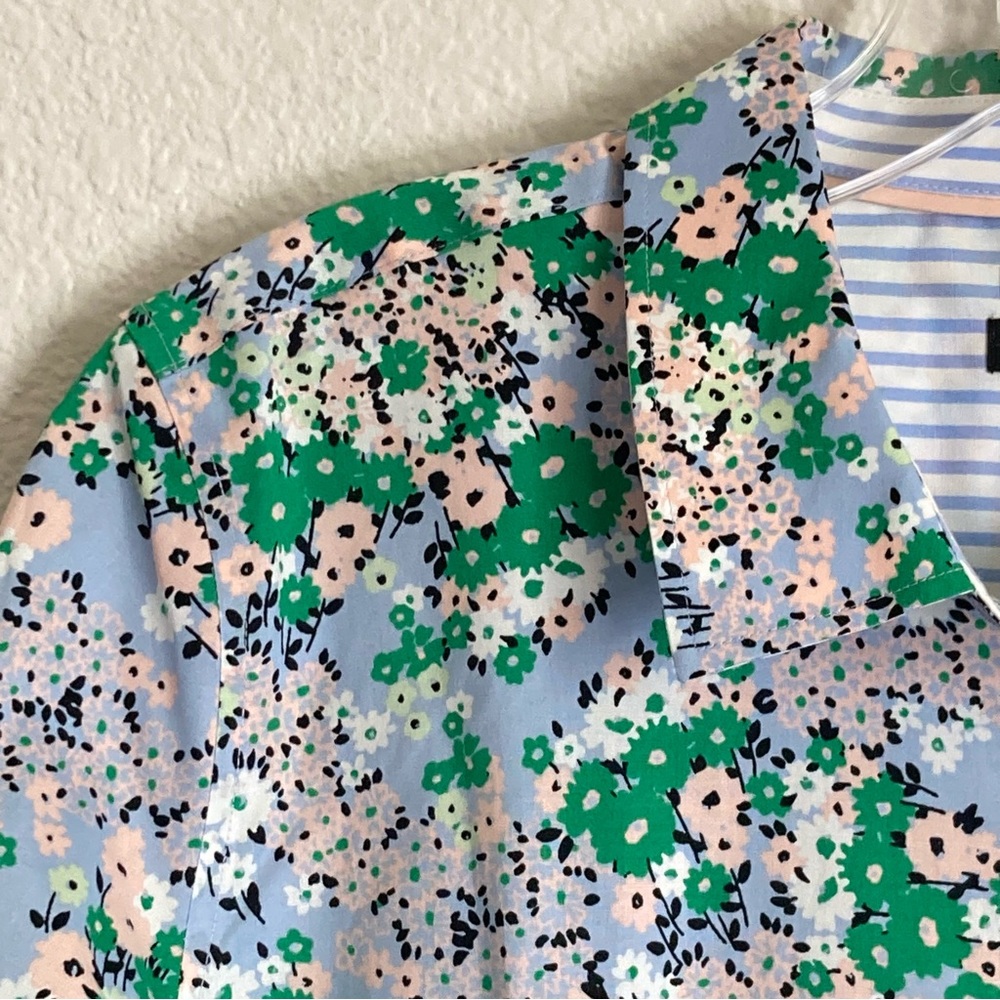 Talbots Non-Iron Perfect Shirt in Ditsy Bundle Size 14 in Blue Sky Multi - Picture 7 of 12